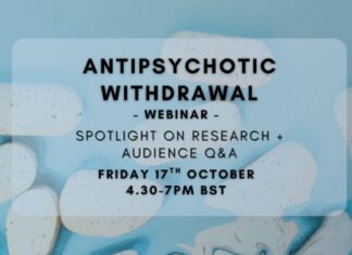 Interaktivt webinar: Nedtrapping av Nevroleptika (Antipsykotika) – fokus på forsking Plakat av IIPDW webinaret ANTIPYCHOTIC WITHDRAWAL 17.10.2025