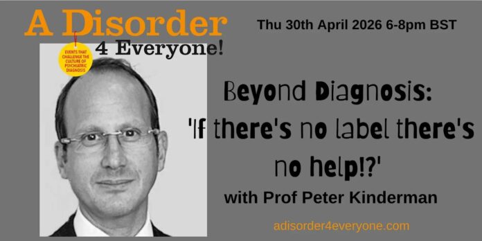 A Disorder 4 Everyone! 30. april 2026 Beyond Diagnosis: "If there's no label there's no help!?" Plakat: A Disorder 4 Everyone! 30. april 2026 Beyond Diagnosis: "If there's no label there's no help!?"